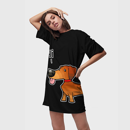 Женская длинная футболка Длинная Такса / 3D-принт – фото 3