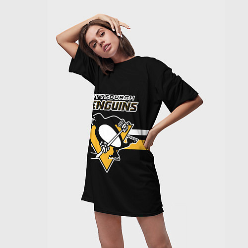 Женская длинная футболка Питтсбург Пингвинз форма / 3D-принт – фото 3