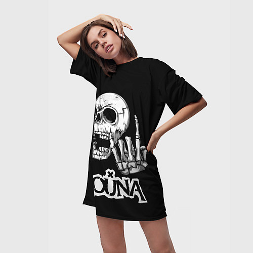Женская длинная футболка Louna череп / 3D-принт – фото 3