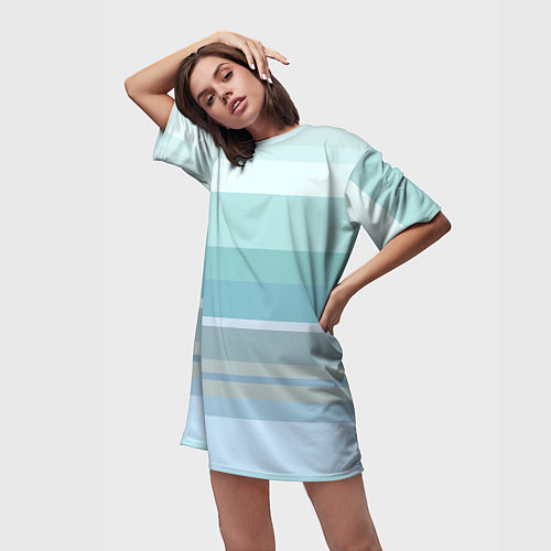 Женская длинная футболка Морские линии / 3D-принт – фото 3