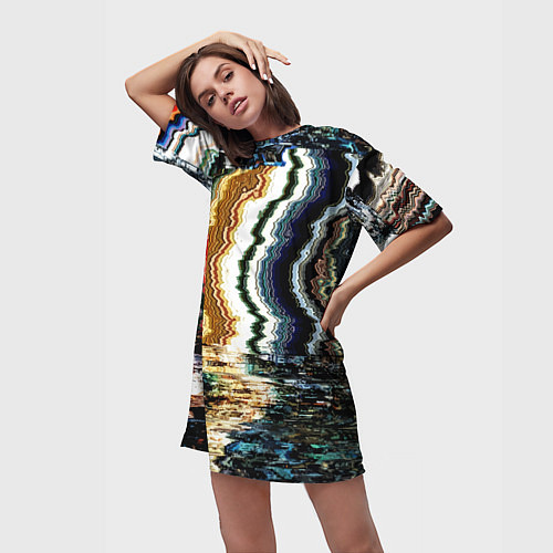 Женская длинная футболка Glitch pattern - fashion trend / 3D-принт – фото 3
