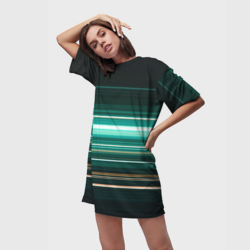 Женская длинная футболка Градиент фейерверк / 3D-принт – фото 3