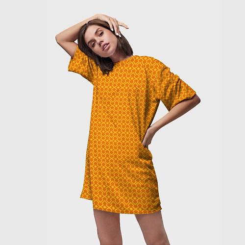 Женская длинная футболка Оранжевые классические узоры / 3D-принт – фото 3