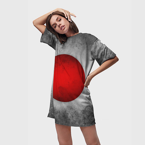 Женская длинная футболка Japan flag on chrome / 3D-принт – фото 3
