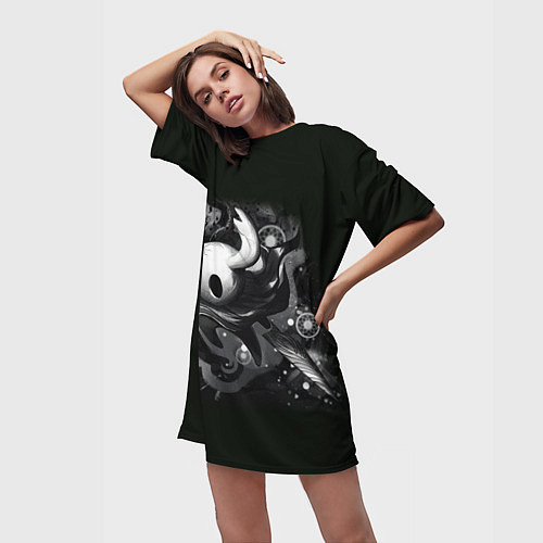 Женская длинная футболка Hollow Knight рисунок / 3D-принт – фото 3