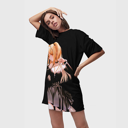 Женская длинная футболка Миса Амане - Тетрадь смерти / 3D-принт – фото 3