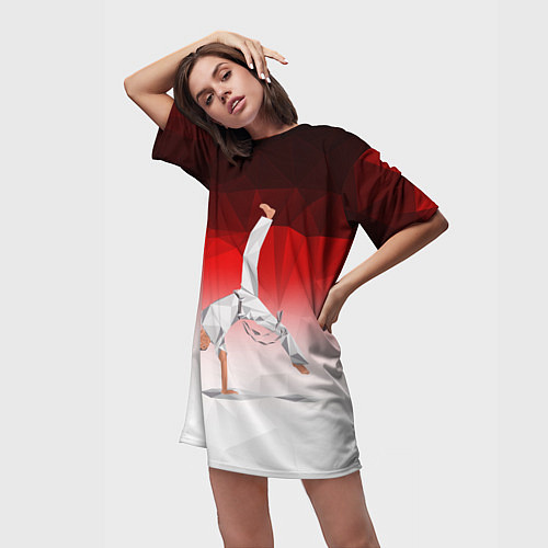 Женская длинная футболка Капоэйра на одной руке / 3D-принт – фото 3