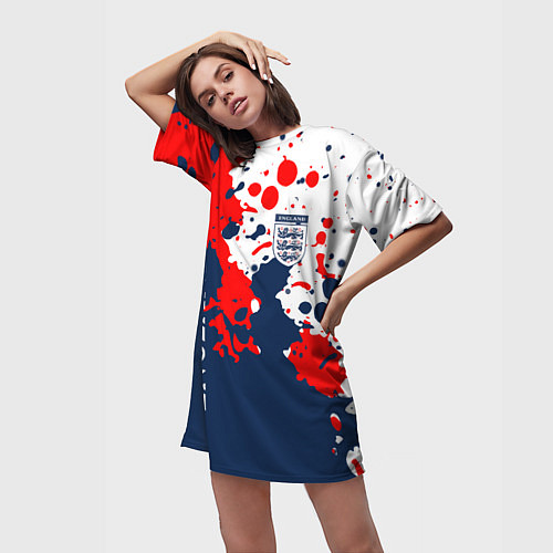 Женская длинная футболка Сборная Англии Краска / 3D-принт – фото 3
