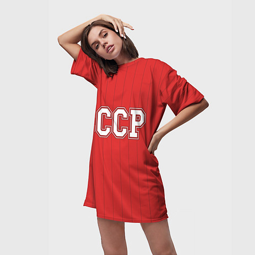 Женская длинная футболка Союз Советских Социалистических Республик / 3D-принт – фото 3
