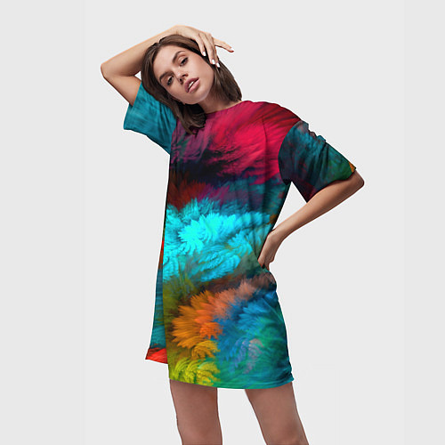 Женская длинная футболка Colorful Explosion / 3D-принт – фото 3