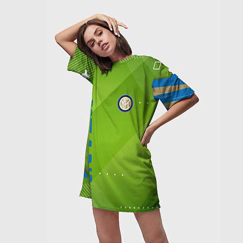 Женская длинная футболка Inter Поле / 3D-принт – фото 3