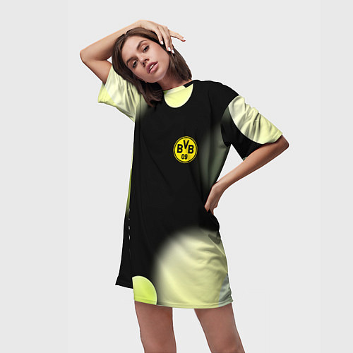 Женская длинная футболка Боруссия Абстракция / 3D-принт – фото 3