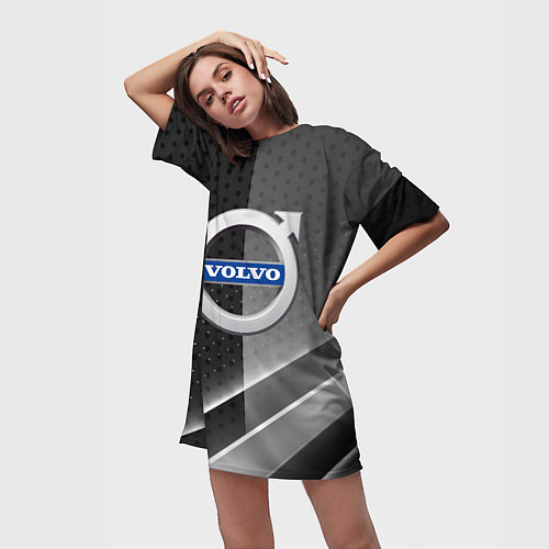 Женская длинная футболка Volvo Карбон абстракция / 3D-принт – фото 3