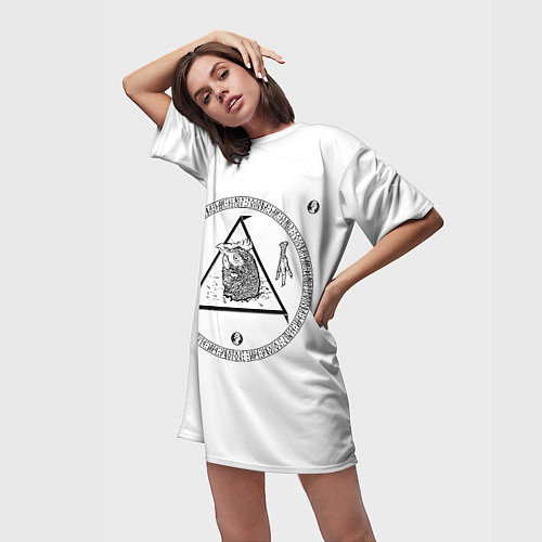 Женская длинная футболка Храм Головы / 3D-принт – фото 3