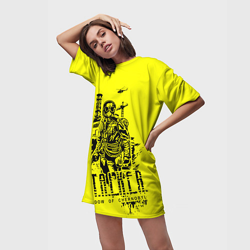 Женская длинная футболка STALKER Тень Чернобыля Альтернатива / 3D-принт – фото 3