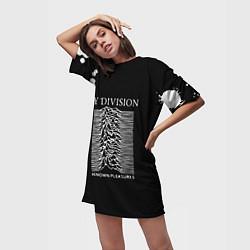 Футболка женская длинная Joy Division - unknown pleasures, цвет: 3D-принт — фото 2