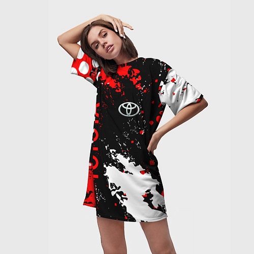 Женская длинная футболка Toyota - краска / 3D-принт – фото 3