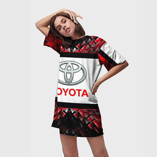Женская длинная футболка Toyota - абстракция - лого / 3D-принт – фото 3