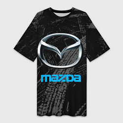 Футболка женская длинная Mazda - следы шин, цвет: 3D-принт