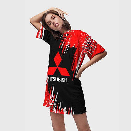 Женская длинная футболка Mitsubishi - краска / 3D-принт – фото 3
