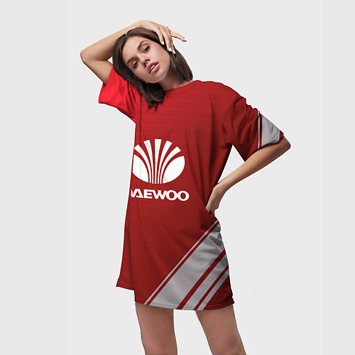 Женская длинная футболка Daewoo - sport / 3D-принт – фото 3