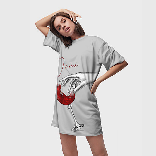 Женская длинная футболка Время винишка / 3D-принт – фото 3