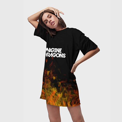 Женская длинная футболка Imagine Dragons - пламя / 3D-принт – фото 3