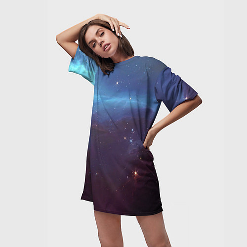Женская длинная футболка Космический дым / 3D-принт – фото 3