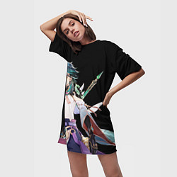 Футболка женская длинная Адепт Сяо - Минимализм, цвет: 3D-принт — фото 2