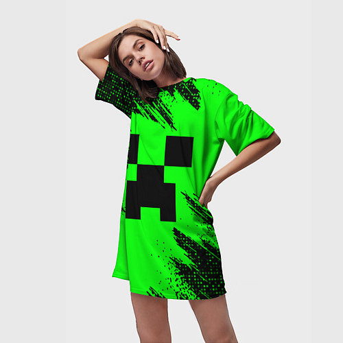 Женская длинная футболка Minecraft squares / 3D-принт – фото 3