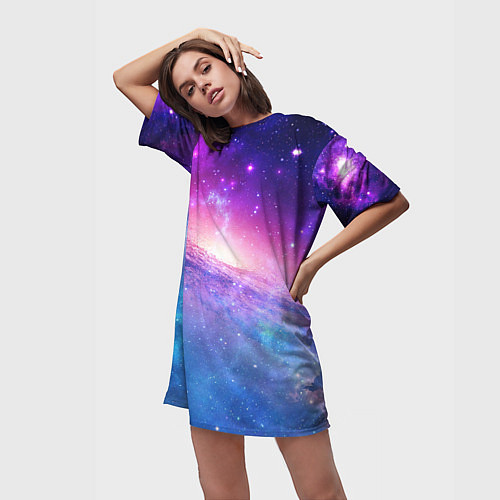 Женская длинная футболка Космическая воронка / 3D-принт – фото 3