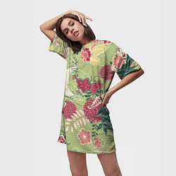 Футболка женская длинная Восточный шелк, цвет: 3D-принт — фото 2