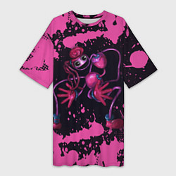 Футболка женская длинная Poppy Playtime pink - Мамочка длинные ноги, цвет: 3D-принт