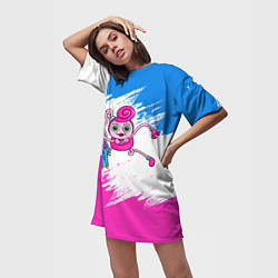 Футболка женская длинная Мамочка длинные ноги с Хагги, цвет: 3D-принт — фото 2