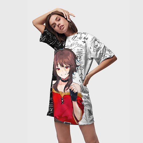Женская длинная футболка Мегумин - Коносуба / 3D-принт – фото 3