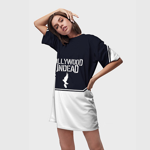 Женская длинная футболка Hollywood Undead краска / 3D-принт – фото 3
