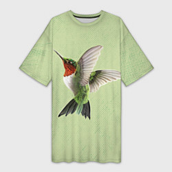 Футболка женская длинная Одинокая колибри, цвет: 3D-принт