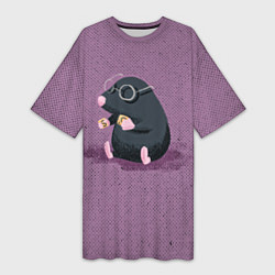 Футболка женская длинная Маленький крот, цвет: 3D-принт