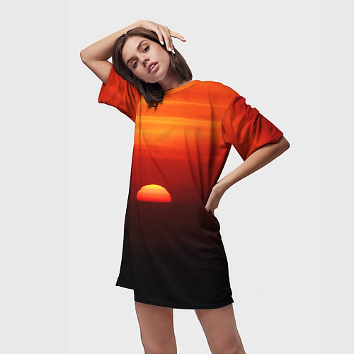 Женская длинная футболка Кавказский восход / 3D-принт – фото 3