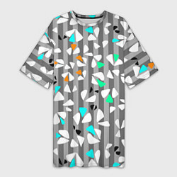 Футболка женская длинная Abstract pattern on striped gray background, цвет: 3D-принт