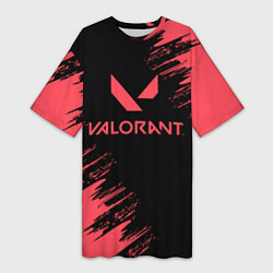 Футболка женская длинная Valorant - краска, цвет: 3D-принт