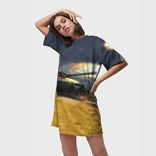 Женская длинная футболка Танк Е100 / 3D-принт – фото 3