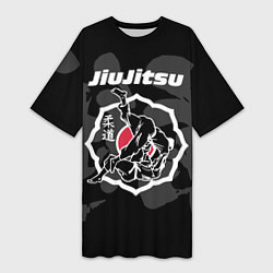 Футболка женская длинная Jiu-jitsu throw logo, цвет: 3D-принт