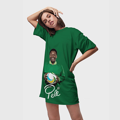 Женская длинная футболка Пеле PELE легенда футбола / 3D-принт – фото 3