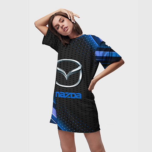 Женская длинная футболка Mazda Абстракция карбон / 3D-принт – фото 3