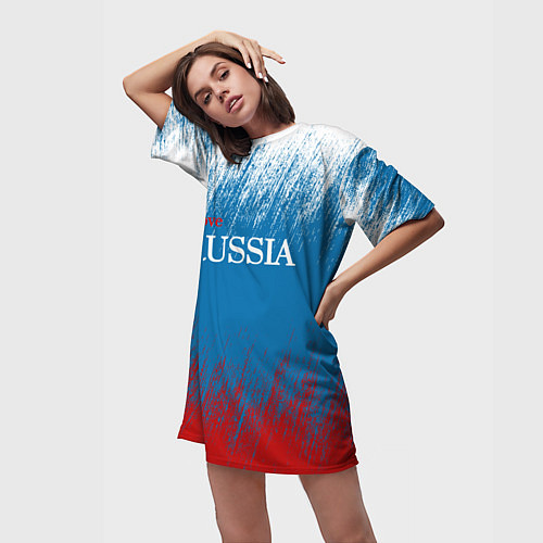 Женская длинная футболка Российский триколор - Я люблю Россию / 3D-принт – фото 3