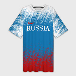 Женская длинная футболка Российский триколор - Я люблю Россию