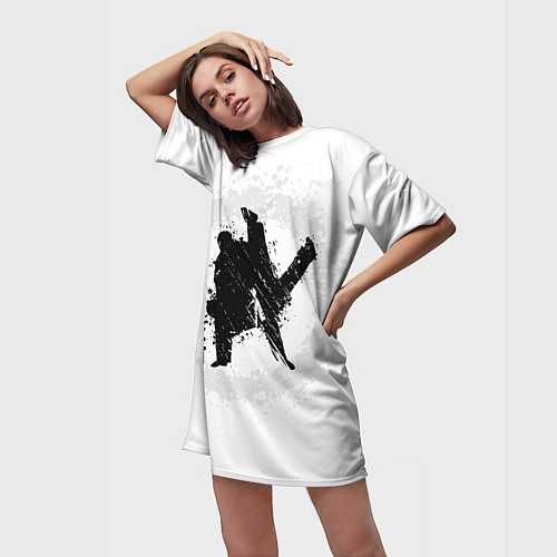 Женская длинная футболка Jiu jitsu splashes logo / 3D-принт – фото 3
