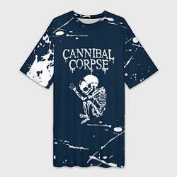 Футболка женская длинная Cannibal Corpse - брызги, цвет: 3D-принт