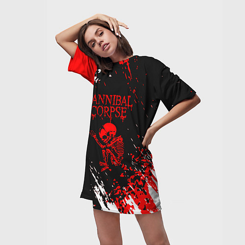 Женская длинная футболка Cannibal Corpse -краска / 3D-принт – фото 3